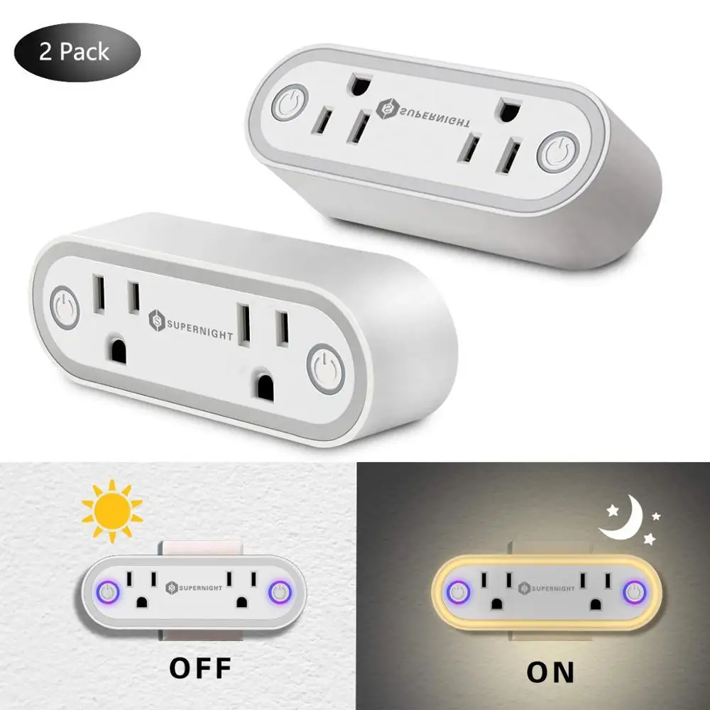 

Smart WiFi Plug with Light Sensor LED Night Light Energy Monitoring Timer App Voice Control Socket work with Alexa Google Home