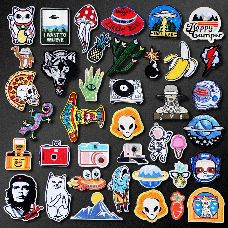 

Bomb Lightning Camera Patch for Clothing Iron on Embroidered Sewing Applique Cute Sew On Fabric Badge DIY Apparel Accessories