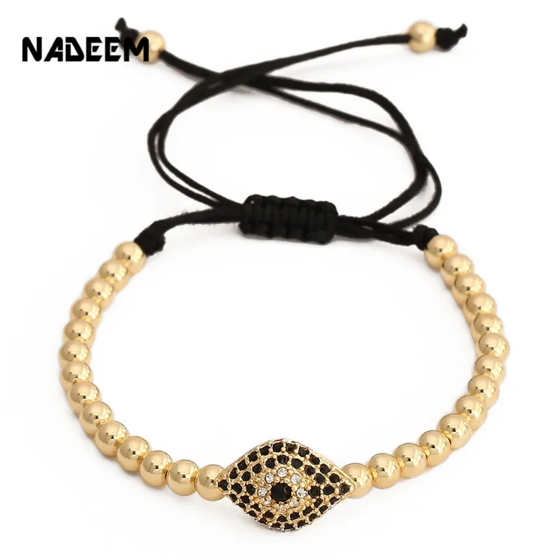 

NADEEM Best Selling Classic Style Miro Pave Setting CZ Eye Charm Braided Macrame Bracelets & Bangles Jewelry For Men Women Gift