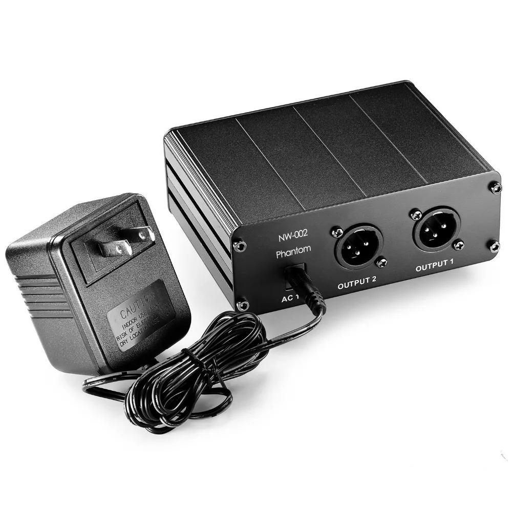 Neewer 2-х канальный 48V Phantom Питание+ Мощность адаптер для конденсаторных микрофонов/передачу звукового сигнала к внешняя звуковая карта