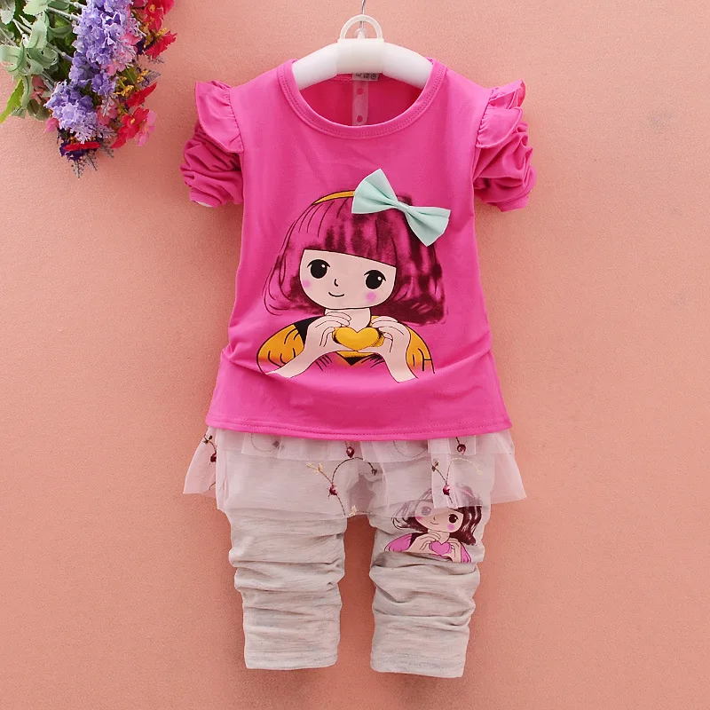 2017 fashion spring autumn of newborn girls sports suits the baby ...