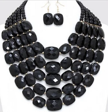 

N3389 VERY BLACK Pearl Long Row Multi Layered Strand Bead Necklace N Discount