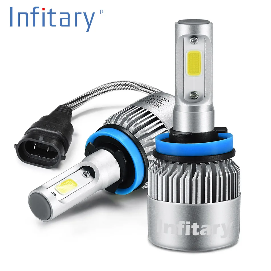 Infitary Auto Car H11 LED Headlights 2X36W 72W 6500K 8000LM 12V COB