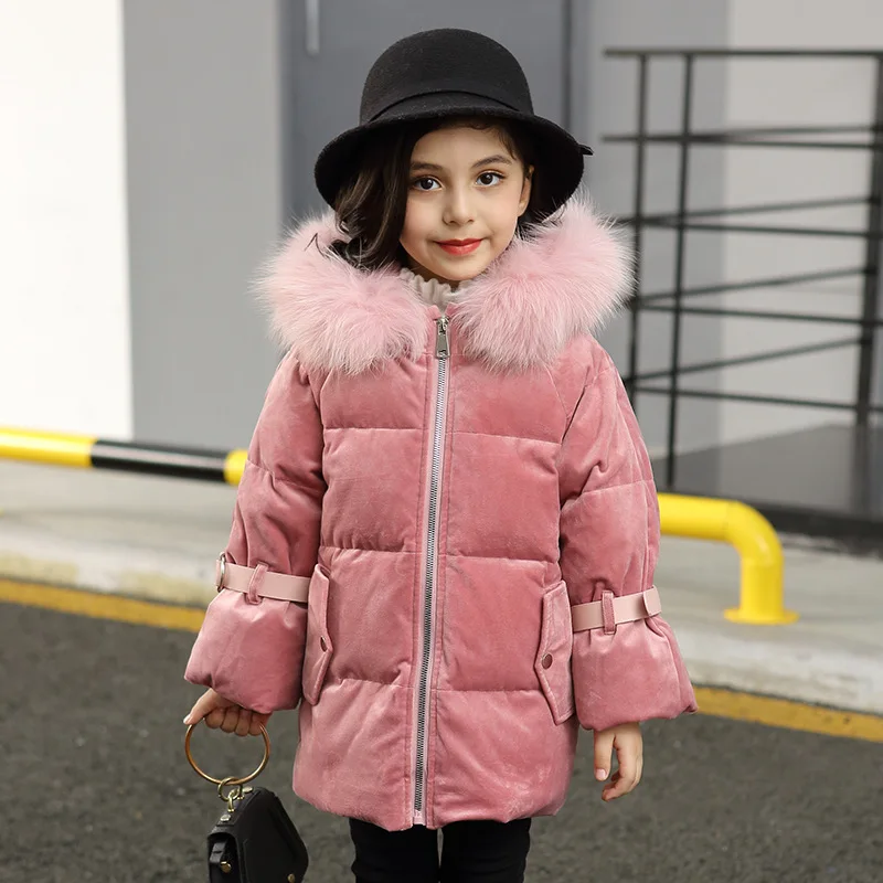 

girls winter coat 2018 larger hooded warm duck down parkas kids jacket Suitable girl winter coat outerwears with fur -20 degree