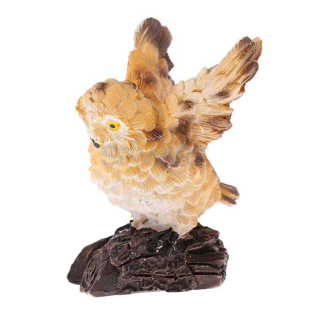 Realistic Miniature Flying Owl Statue Animal Model Sculpture Figurine for Backyard Fairy Garden Room Office Decorative Accessory