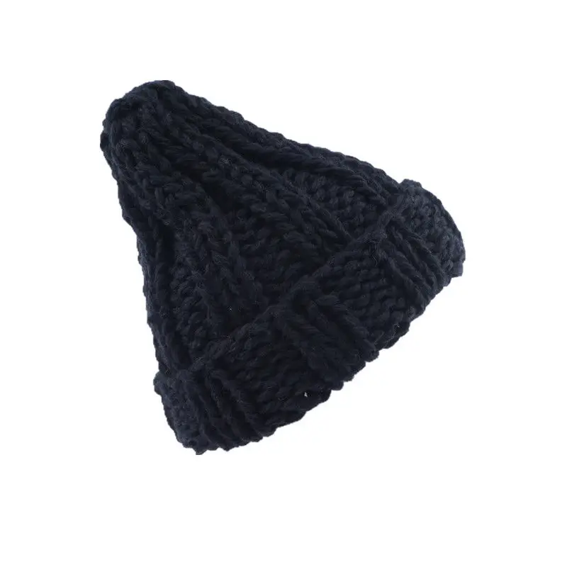 UK Women Winter Beanie Hat Knitted Ladies Fashion Warm Soft Solid color Ski Hats - Цвет: Черный