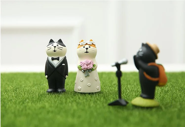 Japan Animation Wedding Decole Cat Model Miniature figurine cartoon wedding decoration fairy garden statue Home Gift Moss garden