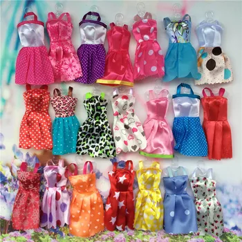 

10pcs Mix Sorts Handmade Girl Doll Mini Party Dress Fashion Clothes For Barbie Doll Kid Toys Gift Play House Dressing Up Costume
