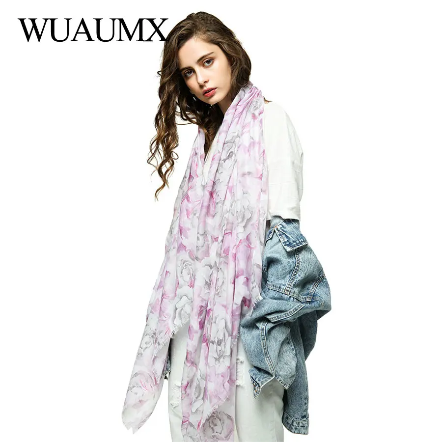 

Wuaumx Spring Hijab Scarf Women Rose Pattern Scarf Ladies Scarf And Wraps Head Scarves Thin Long Neckerchief Shawl Drop Shipping
