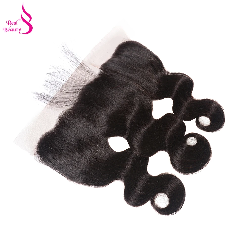 Real Beauty 3 Bundles Body Wave With 360 Lace Frontal Brazilian Human Hair 360 Closure With Bundles Non-Remy Hair 1B (40)