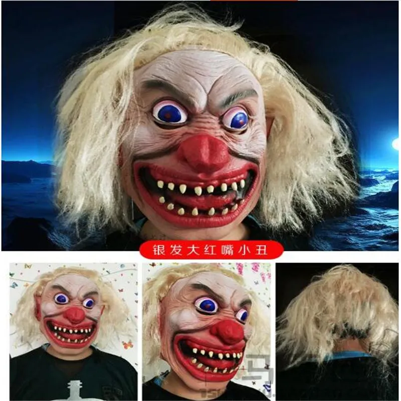 

Free Shipping Scary Joker Head Mask Clown Costume Mask Creepy Evil Scary Halloween Zombie Clown Head Mask Funny Party Cosplay