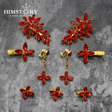 Новинка, 8 шт. в наборе, красные/Серебряные стразы, свадебные шпильки и серьги, свадебные ювелирные изделия с кристаллами, набор для украшения волос для невесты