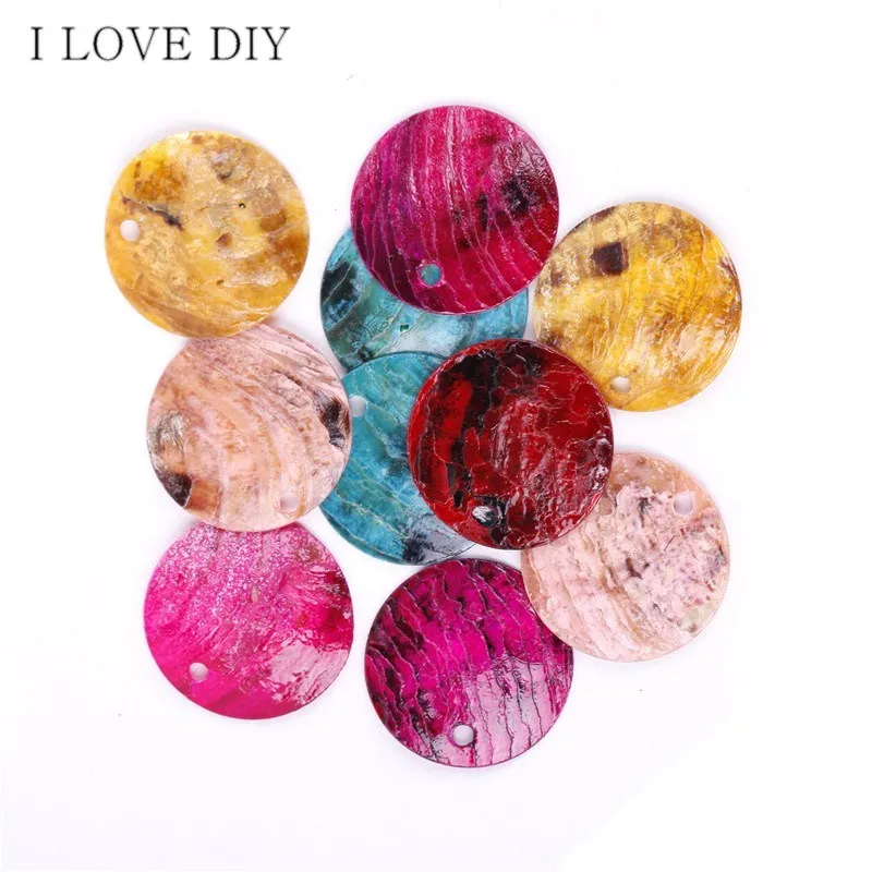 

50pcs/lot 18mm Flat Round Natural Shell Beads Mussel Shell Coin Charm for DIY Jewelry Making Bracelets