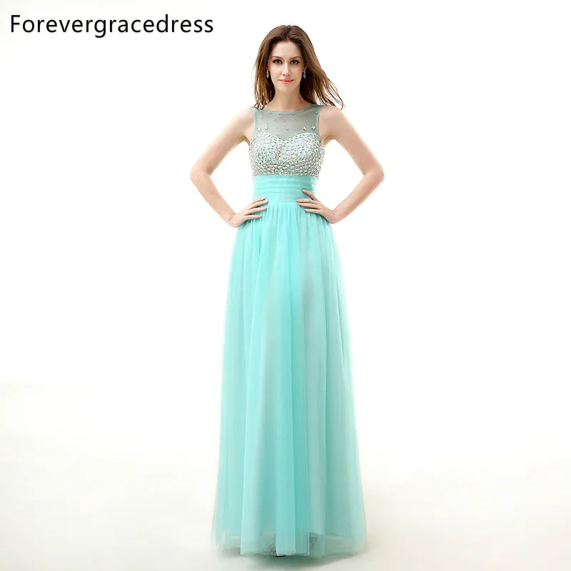 Forevergracedress фактические фотографии Зеленая мята длинное вечернее платье пикантные