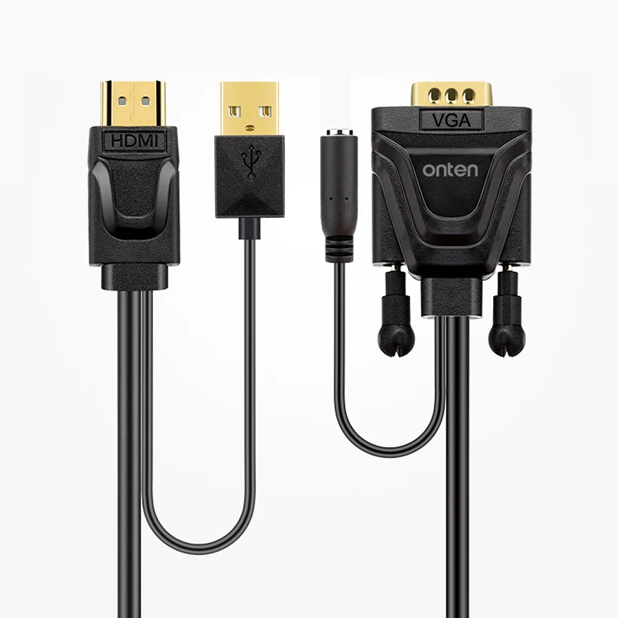 

HDMI to VGA Converter Cable Adapter with 3.5mm Audio HDMI VGA Adapter with USB Power for Xbox 360 PS3 Laptop TV to Projector