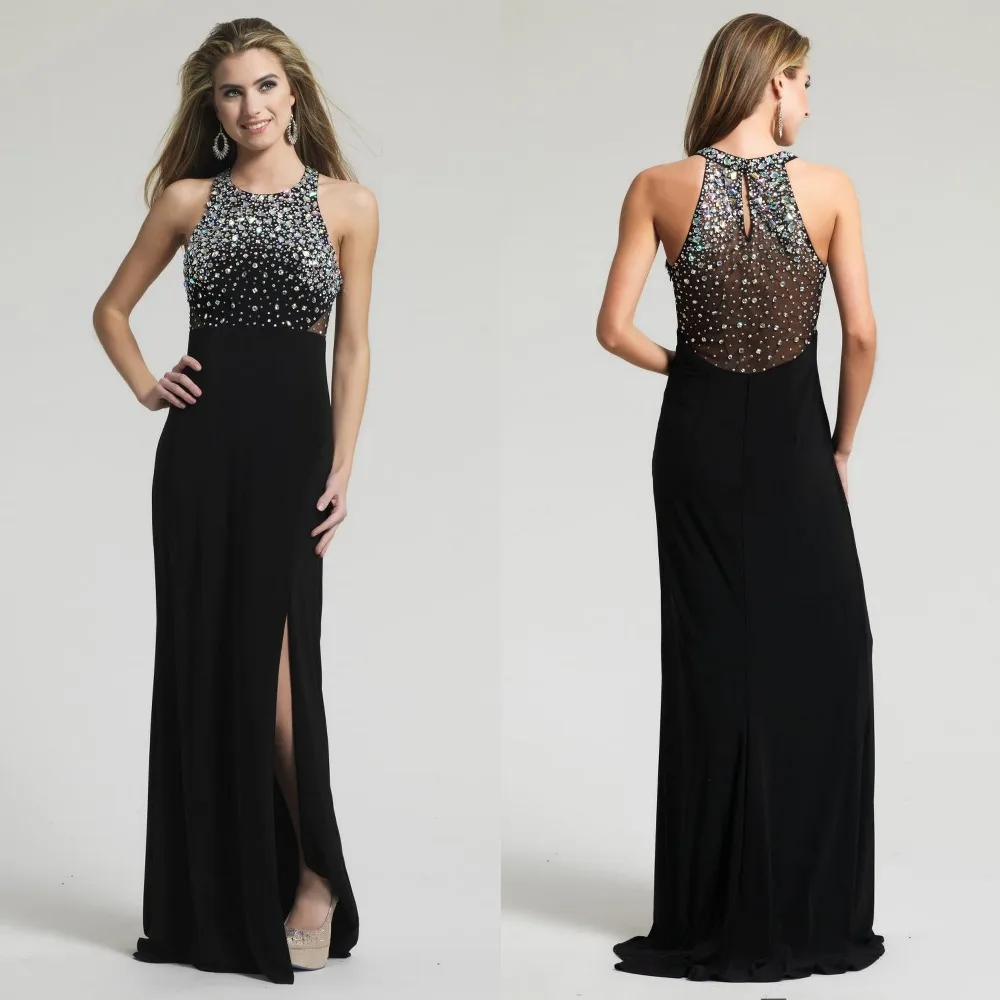 Cristales de los rhinestones Dramático Negro Vestidos de