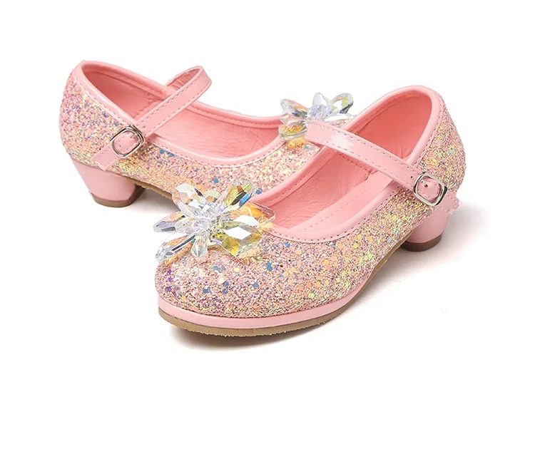 Новая мода Сладкий Кристалл Обувь для девочек принцесса Bling яркий Стекло горный хрусталь детей Обувь кожаная для девочек детское платье на