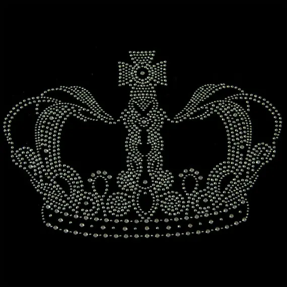 

2pc/lot Queen Crown White clear Iron on Hotfix Application iron on crystal transfers design rhinestone iron on patches shirt