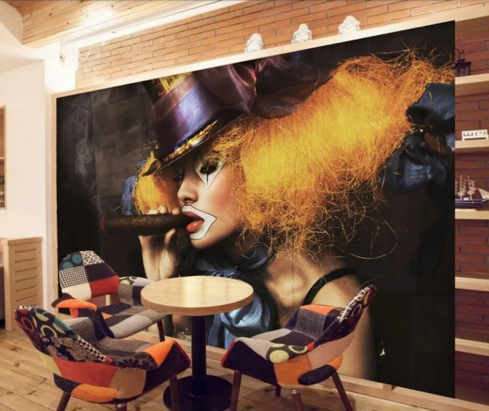 Винтаж Клоун Девушка professional изготовление фрески оптовая продажа, обои плакат фото стены
