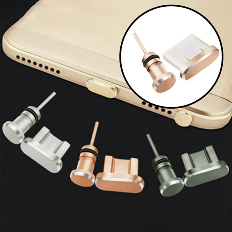 

Metal Micro USB Charging Port + Earphone Port Dust Plug Android Mobile Phone 3.5mm Headset Stopper Retrieve Card Pin