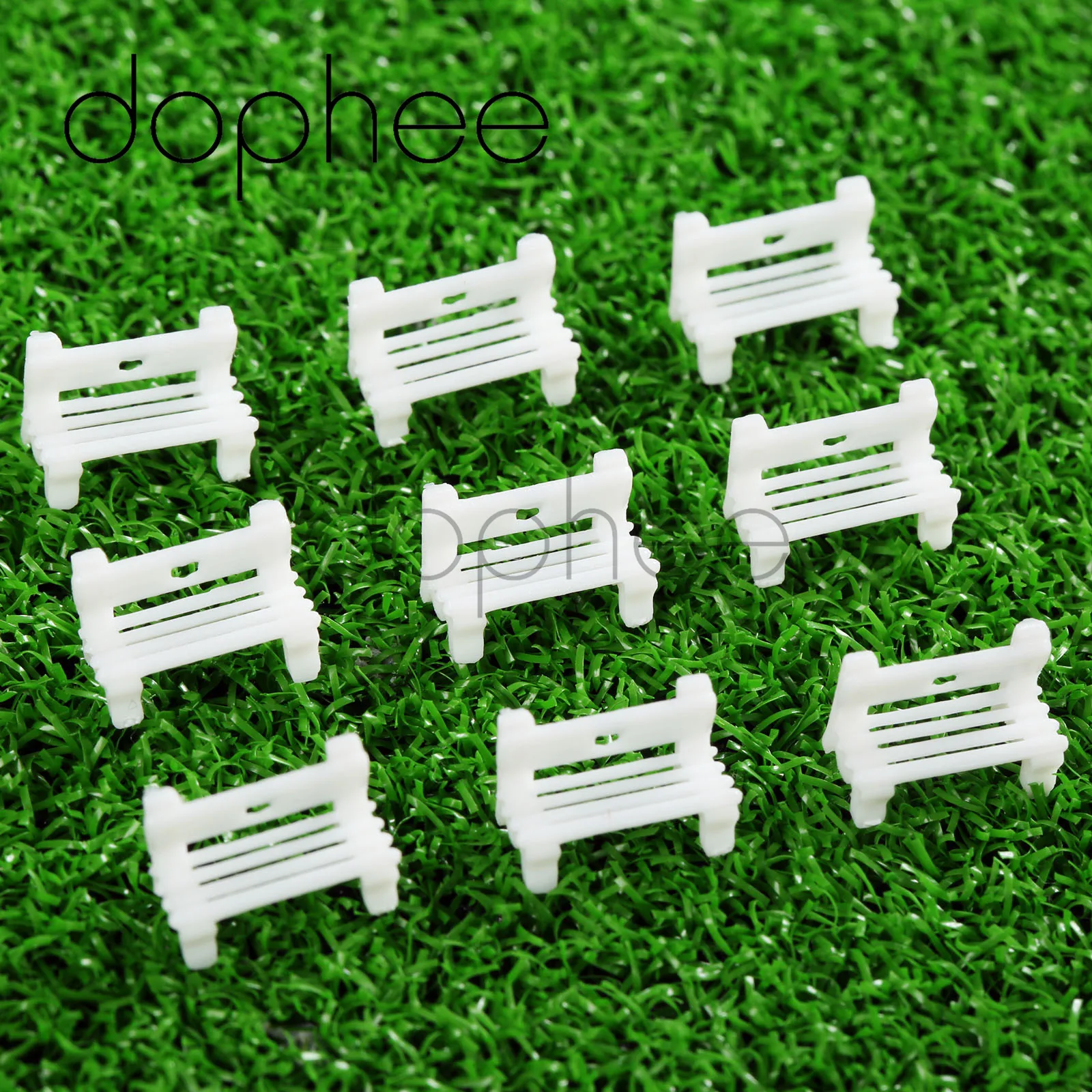

dophee 20pcs Mini White Plastic Square Garden Bench Chair HO Scale1:200 for Landscape Scenery Model Layout