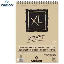 A4 Canson XL Sketch Pad крафт гофрированные светло-коричневый 90g/m2 60 листов спираль на короткий край