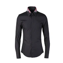 Осень европейский американский бренд цветок вышивка воротник Мужская рубашка с длинными рукавами индивидуальная Парикмахерская рубашка