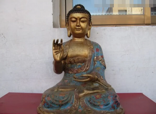 

USPS to USA S3187 Tibet Buddhism bronze Gild cloisonne Sakyamuni Tathagata Buddha Statue (B0328)