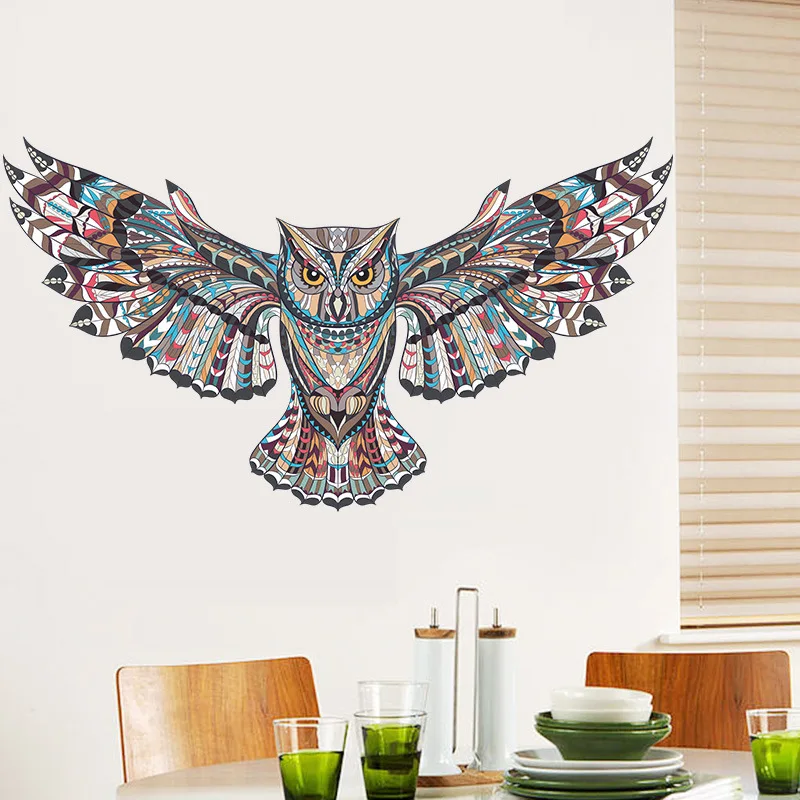 

Creative Home Decor Wall Sticker Indian Style Owl Kite Pattern Removable Carved Decals for Living Room Background Decoration