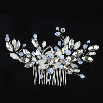 

Le Liin Leaf Headpiece Opal Hair Comb Silver Bridal Comb Leaf Hair Pin Bridesmaid Hair Pin 2019 Wedding Trends