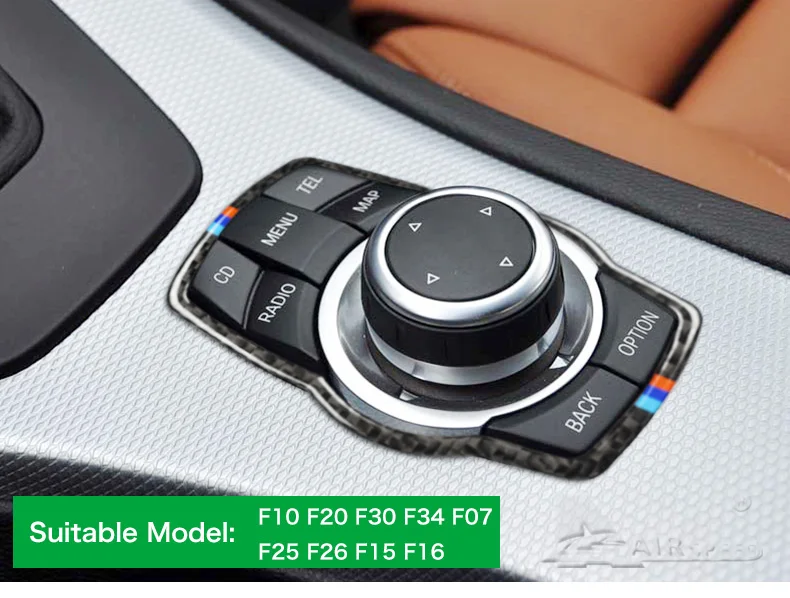  Car Carbon Fiber for BMW Multimedia Button Frame Cover Knob Trim for F10 F20 F30 F34 F07 F25 F26 F15 F16 Accessories (1)