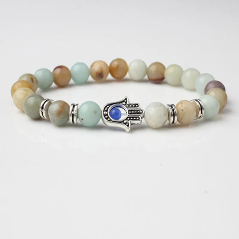 

LanLi 8mm Fashion multicolor Amazon stones spectrolite bracelet be fit for men and women Giving presents and self use