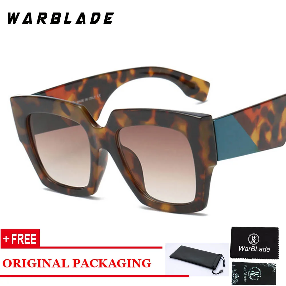 WarBLade квадратная большая рама солнцезащитные очки для женщин и мужчин бренд новые градиентные солнцезащитные очки унисекс Oculos UV400 очки - Цвет линз: leopard brown