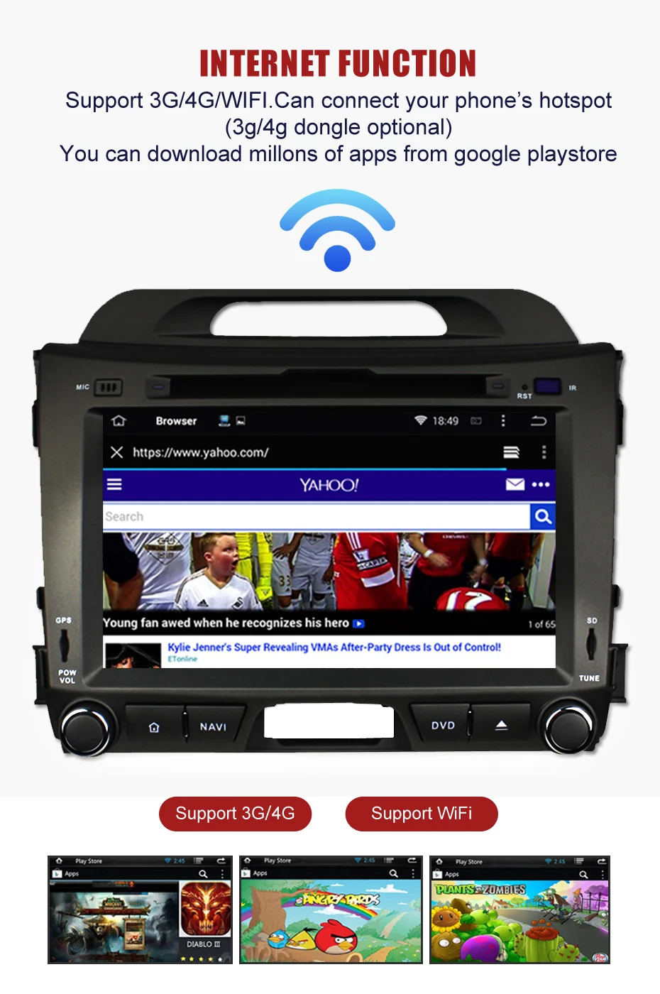 Excellent KANOR Android 9.0 Octa Core 4+32G 2din Car Radio For KIA Sportage 2011 2012 2013 2014 2015 8" IPS Screen Radio Cassette Recorder 7
