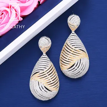 

Siscathy 26*65mm Classic Big Waterdrop Statement Earrings Luxury Cubic Zirconia Drop Dangle Earrings Fashion Women Jewelry 2019