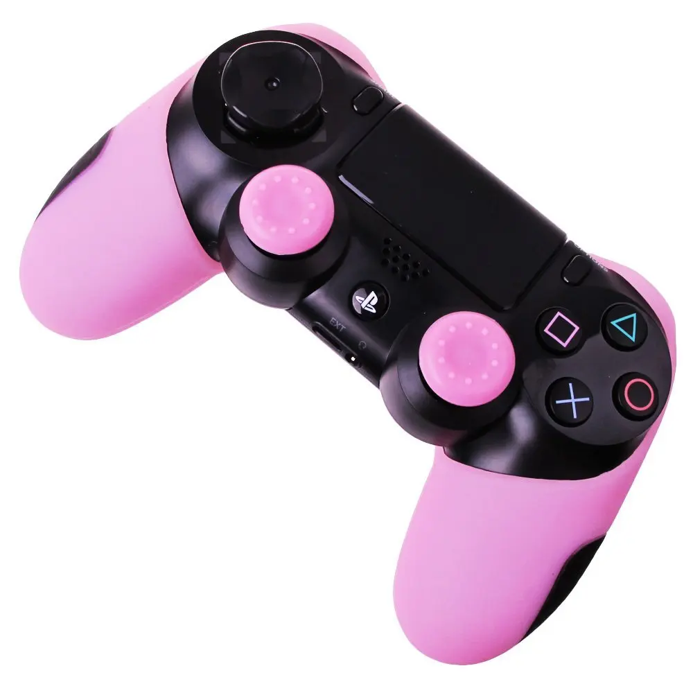 IVYUEEN, 12 цветов, для Playstation Dualshock 4, PS4 PRO, тонкий контроллер, силиконовый, толстый, половинный чехол+ 2 ручки для большого пальца - Цвет: Розовый