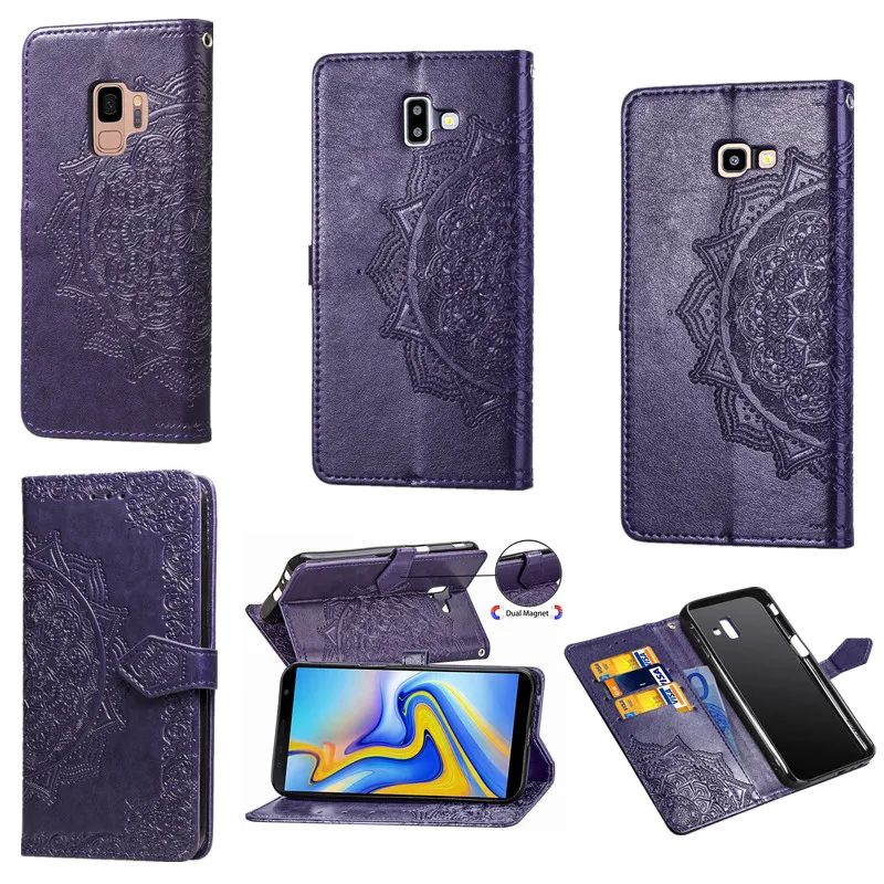 

New Mandala Flip Leather Wallet cover For Samsung Galaxy J6 J600F 2018 J6 plus J610F-DS S9 S8 Galaxy J4 PLUS J415F-DS Phone case