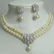 Необычные Невесты Ювелирные Изделия Серебро Akoya Культивированный Жемчуг Серьги Ожерелья настоящее Благородство Серебряные украшения Крюк