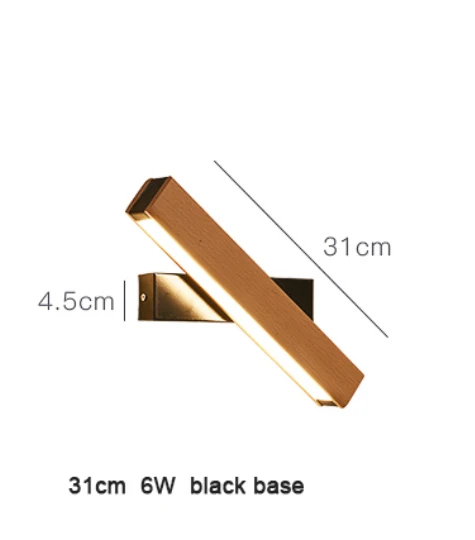 Скандинавский простой деревянный светодиодный настенный светильник, современное регулируемое освещение для бара, ресторана, гостиной, крыльца, настенные лампы, декор коридора - Цвет абажура: 31cm black