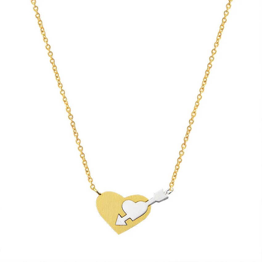 

ACEBFEET 2018 Gold Tiny Heart Necklace Romantic Arrow Pendant Choker Necklaces Friendship Lover Ketting Collares BFF Jewelry