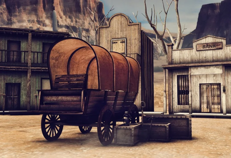 

Laeacoo US Western Style Wooden Bank Building Carriage Photography Backdrops Vinyl Customs Photo Backgrounds For Photo Studio