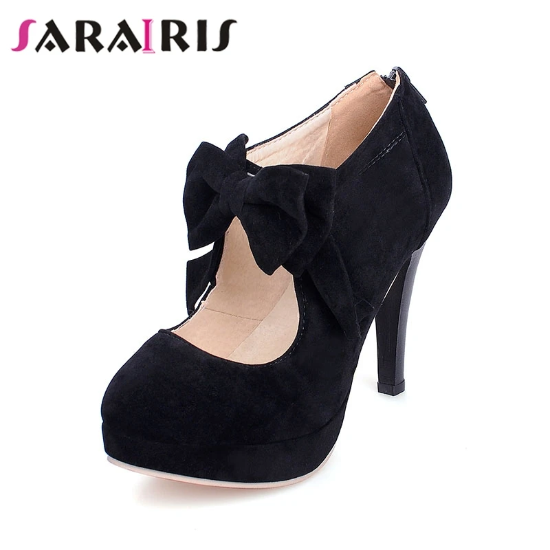 

SARAIRIS 2020 Dropship Big Size 30-48 Fashion High Heels Pumps Shoes Women Spring Summer Bowtie Wedding Party Women Shoes Woman