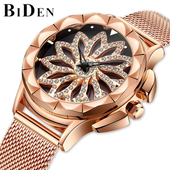 

BIDEN Top Luxury Brand Woman Watches Fashion Simple Casual Quartz Watch Ladies Stainless Steel Mesh Belt Waterproof Wristwatch