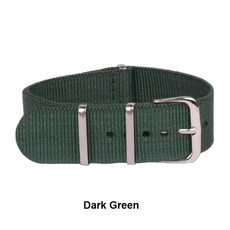 Watches Classic 20 mm Strong bracelet Dark Green Military Army nato fabric Nylon watchbands Woven Straps Bands Buckle belt 20mm