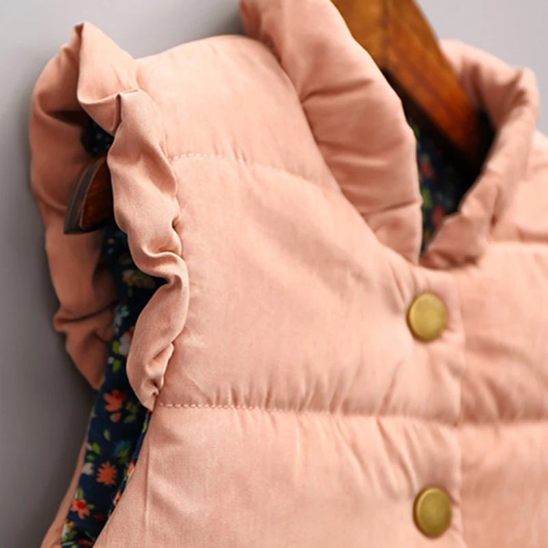 Mudkingdom/жилеты с хлопковой подкладкой для маленьких девочек; зимние жилеты без рукавов на пуговицах с принтом