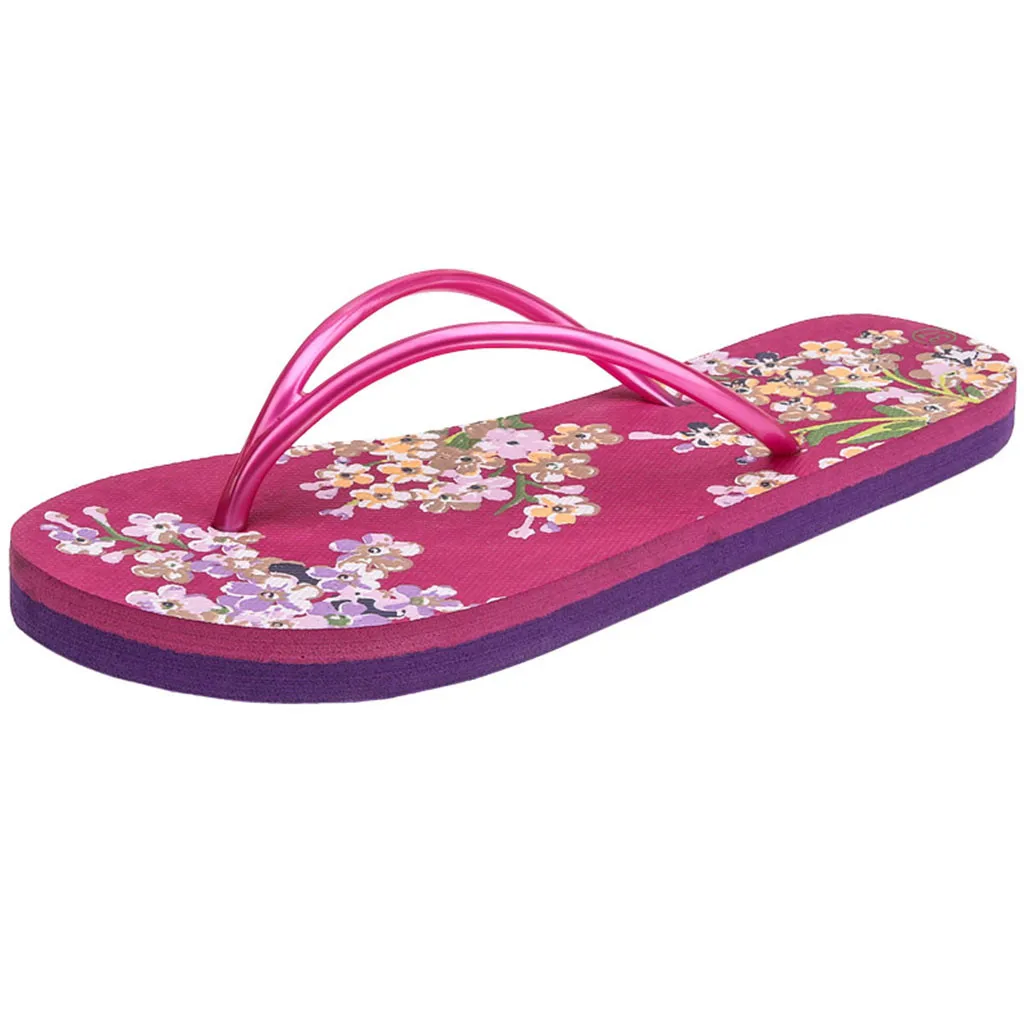

SAGACE Summer Girl Sweet Print Non-Slip Flip Flops Clip Toe Flat Slippers Shoes Floral Flip Flops Casual Slippers Beach Shoes