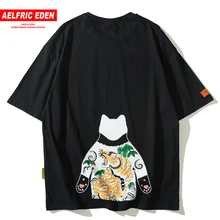 Aelfric エデンおかしい日本浮世絵猫プリント Tシャツストリート男(China)