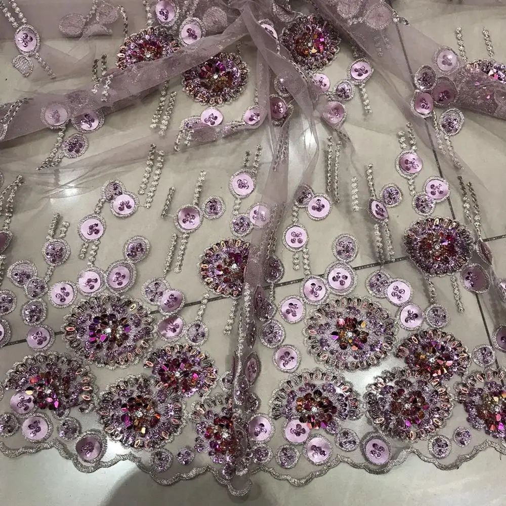 

Beautiful 100%Super quality 2019African Lace Hand-Made Beaded lace French net Lace For Nigerian Wedding long Dress NX68us