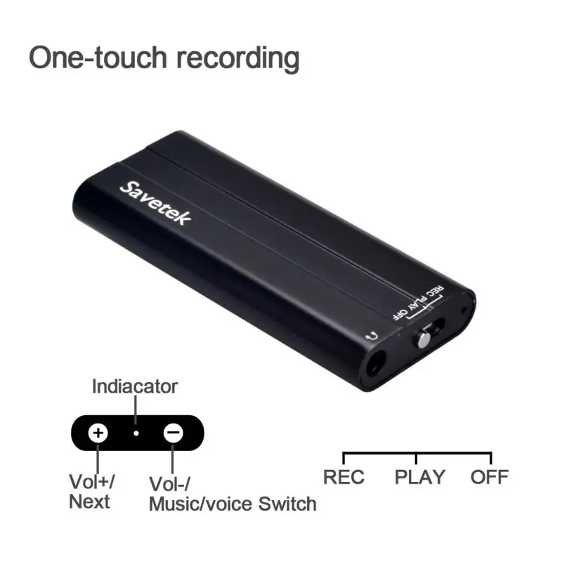 Savetek Mini Clip USB Pen 8GB Voice Activated Digital Audio Voice Recorder Mp3 50hours Recording