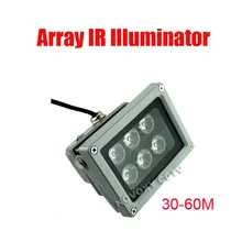 Free Shipping 30-60m Waterproof 6 pcs Array LED Lamp IR Illuminator for CCTV Camera Night Application